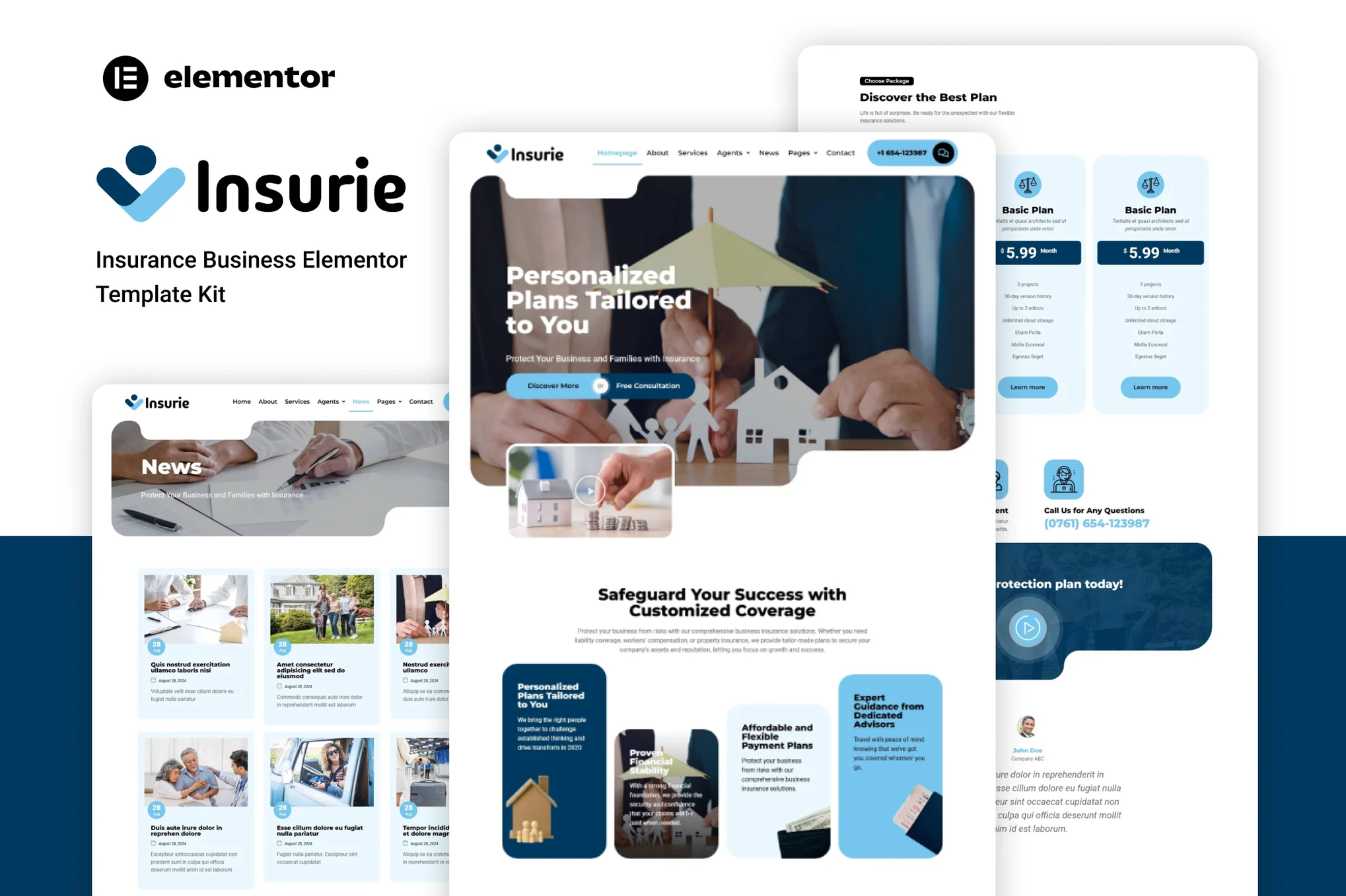 Insurie – 保险业务 Elementor 模板套件