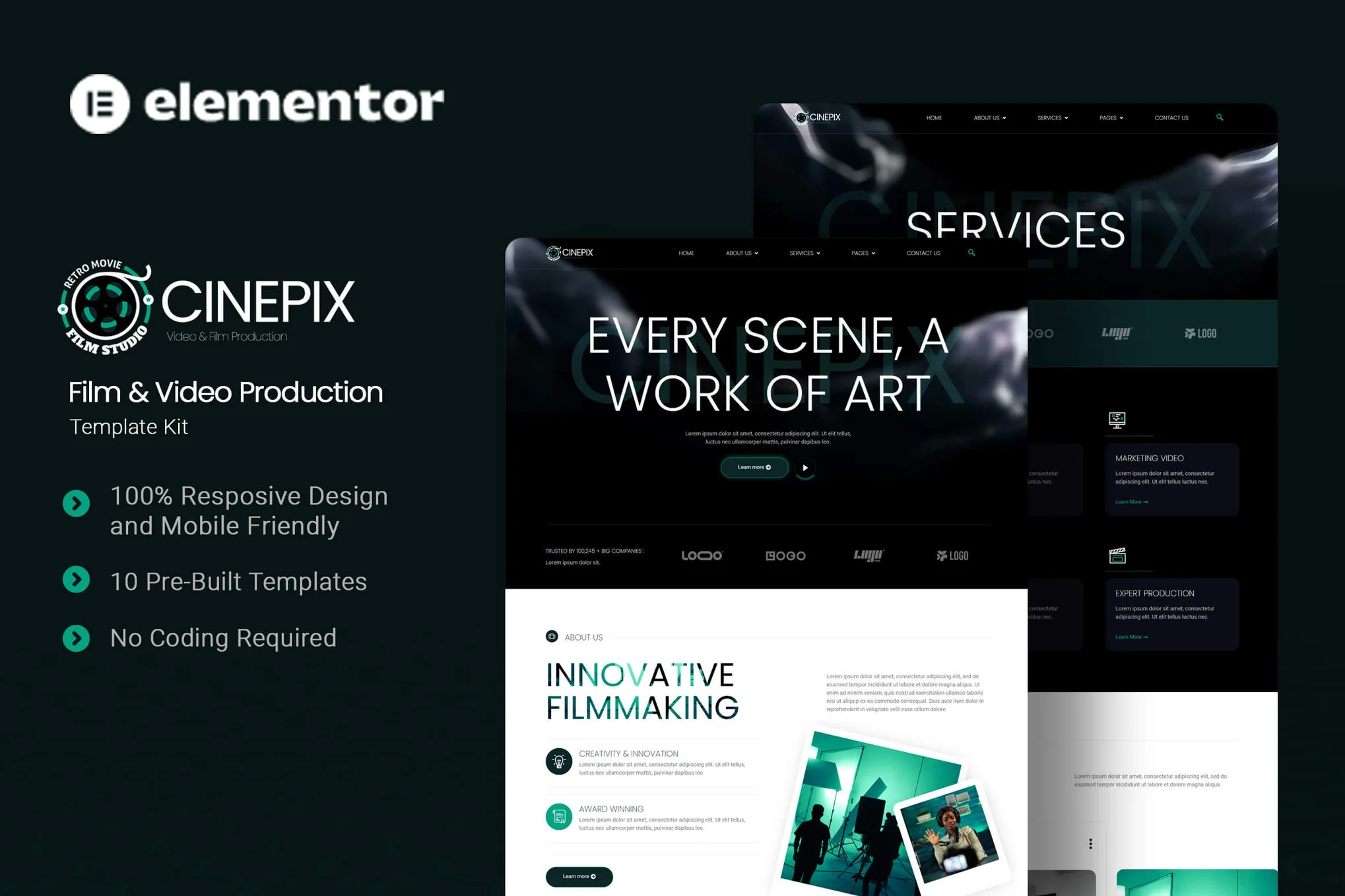 Cinepix – 电影和视频制作 Elementor 模板套件